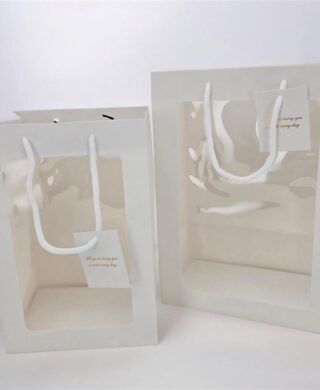 10 שקיות נייר מלבנית+חלון 15*25*35 לבן