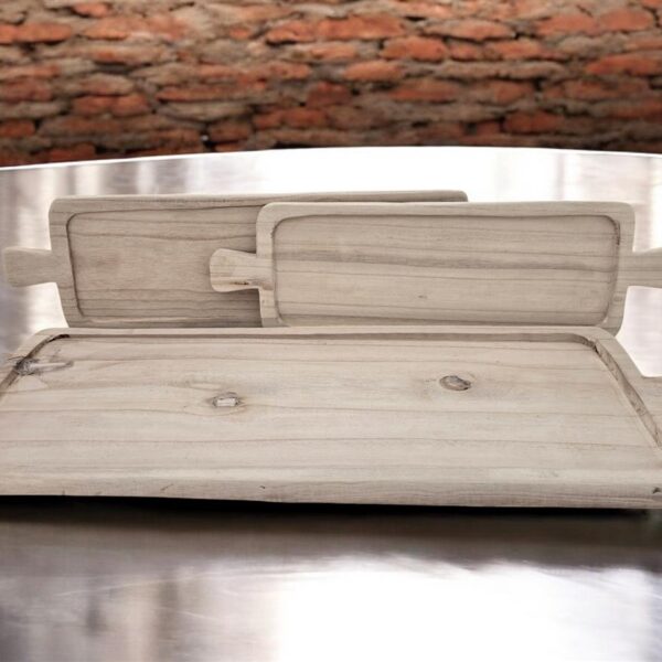 מגש מלבני עם ידיות עץ מגולף 2.5*28*85