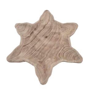 מגש "כוכב" עץ מגולף עם קליפת עץ 4*35*38