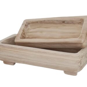 קערה מלבנית עץ מגולף 12*22*46