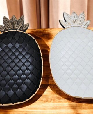 מגש "אננס" לבן/זהב 3*24*39