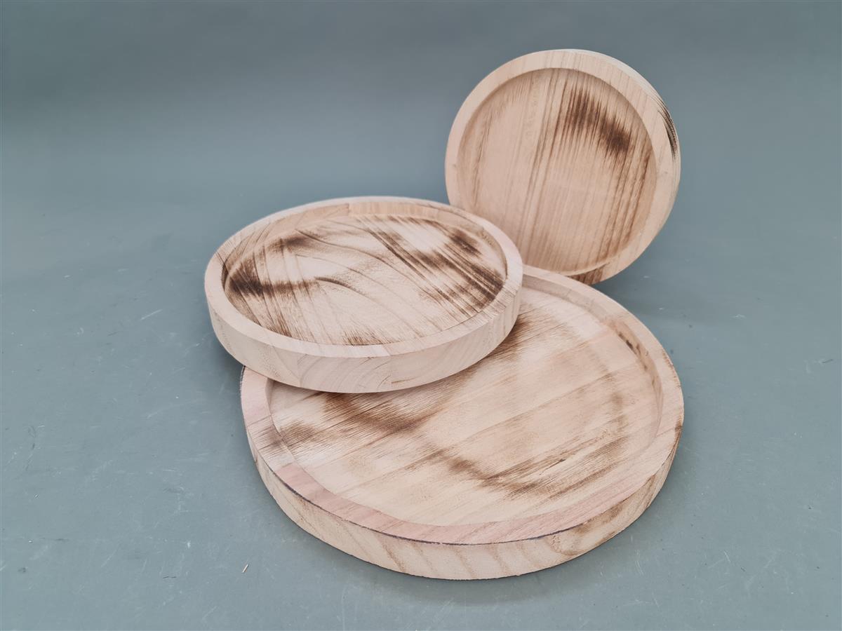 מגש עץ מגולף עגול שוליים 4.5*33