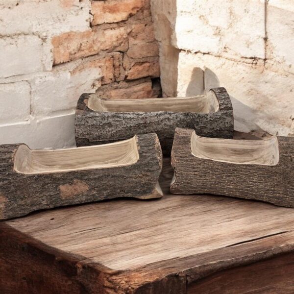 גזע עץ מלא אדנית עם רגל 15*17*31