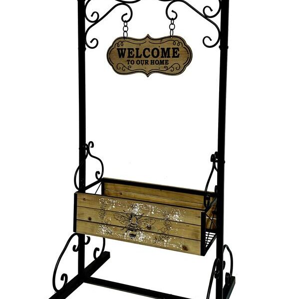 מתקן מתכת עם מעמד לפרחים מלבני 130*47*64