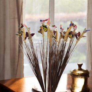 זר *12 חיטה/ציפור/פרפר/חיפושית+עלים 65 סמ.