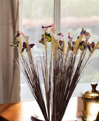 זר *12 חיטה/ציפור/פרפר/חיפושית+עלים 65 סמ.