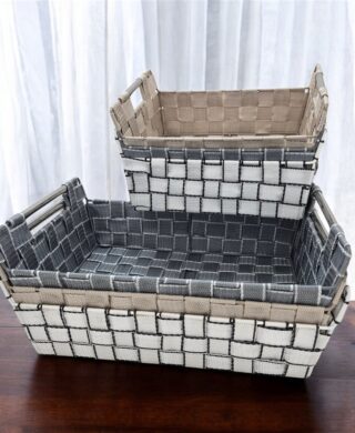 סלסלת רצועות עם ידיות ניקל 12*20*28 אפור