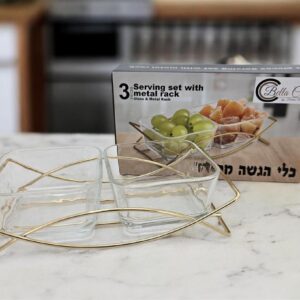 קברט 2 קעריות+מעמד מתכת זהב 5*12*22