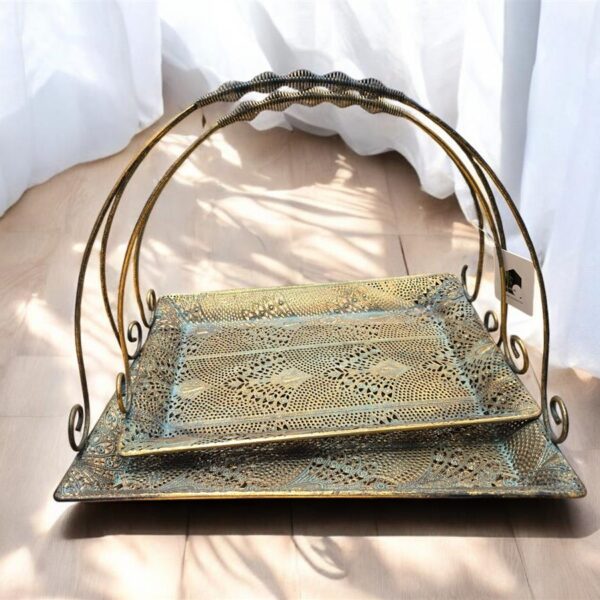 סט *2 מגש מתכת עם ידיות 29*25*35