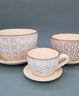 ספל עם צלוחית לעציץ כרם 9*14.3*18.5