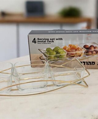 קברט 3 קעריות+מעמד מתכת זהב 5*12*32