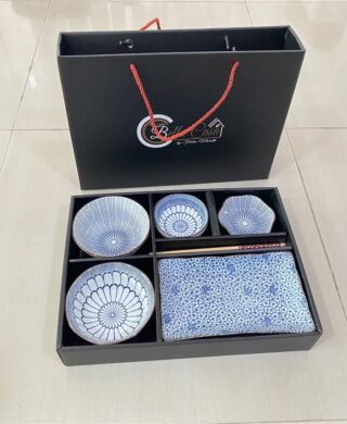 סט יפני *5 + צ'ופסטיקס כחול ק. מתנה