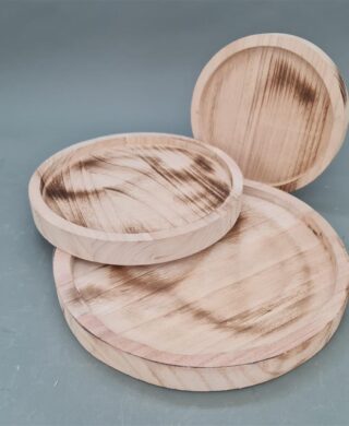 מגש עץ מגולף עגול שוליים 4.5*38