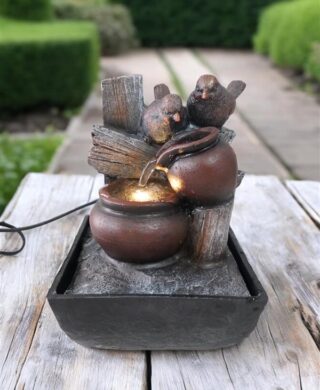 מזרקה עם אור+ציפורים 18*13