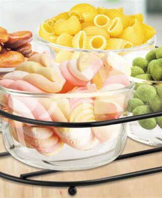 קברט 4 קעריות+מעמד מתכת שחור 7*21*29