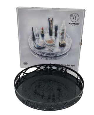 מגש עגול קריסטל שחור 33 סמ.