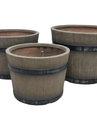 19.412 סט *3 בית עציץ "חבית" 45*60*60 FIBER CLAY 19.412 סט *3 בית עציץ "חבית" 45*60*60 FIBER CLAY