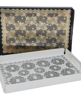 מגש מלבני שחור תחרה 25*35 מגש מלבני שחור תחרה 25*35