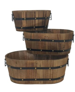 חבית עץ אובלית 18*28*45 חבית עץ אובלית 18*28*45