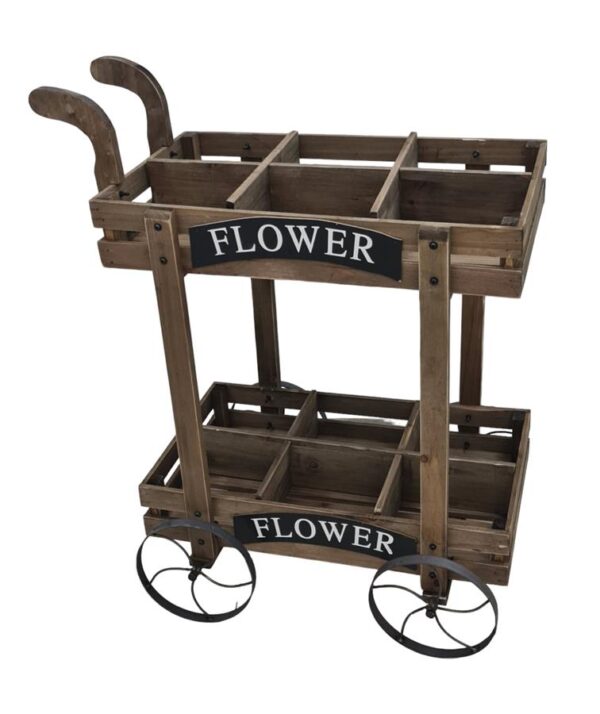 עגלת עץ כפולה FLOWER 85*40*73