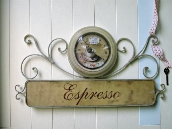 שעון קיר 65*34  ESPRESSO לבן