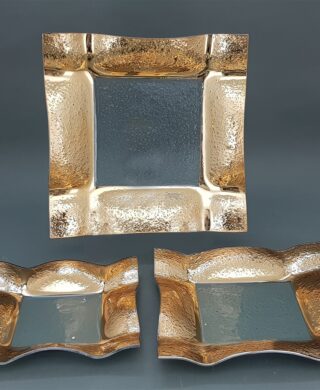 מגש זכוכית מרובע זהב 30*30 מגש זכוכית מרובע זהב 30*30