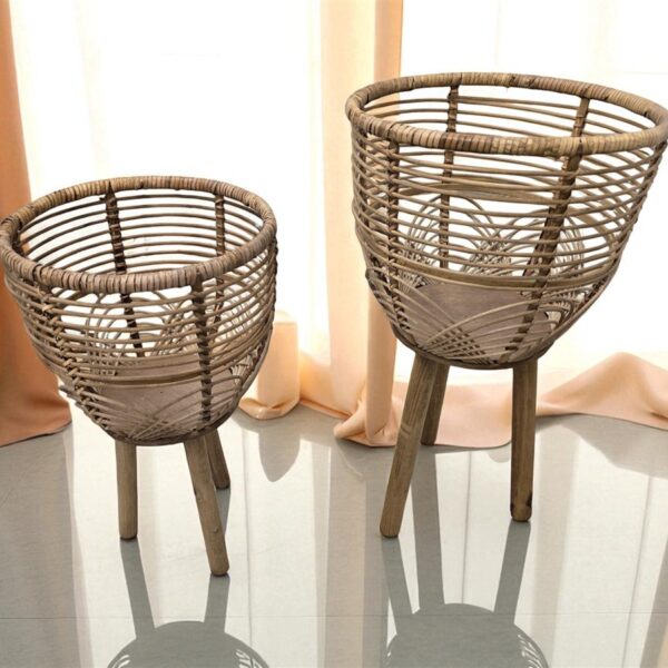 15052 סט *2 מעמד לעציץ טבעי עם רגליים 57*32