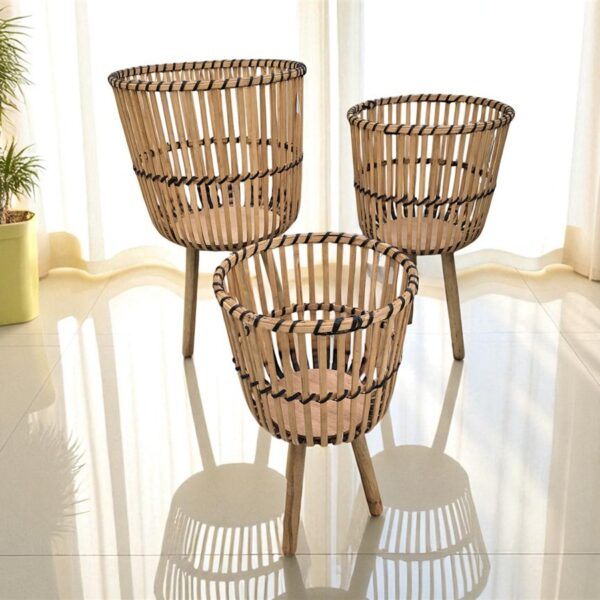 14780-08 סט *3 בית עציץ במבוק טבעי 67*37*37