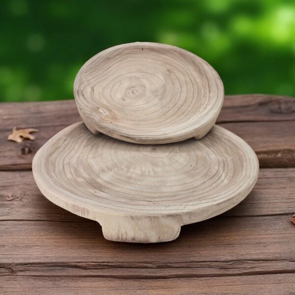 מגש עגול עם רגליים עץ מגולף 4*36