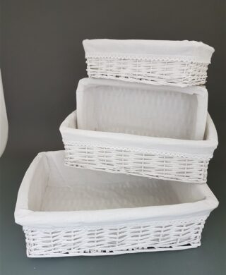 סט *4 סל מלבני לבן עם בטנה 16*36*50