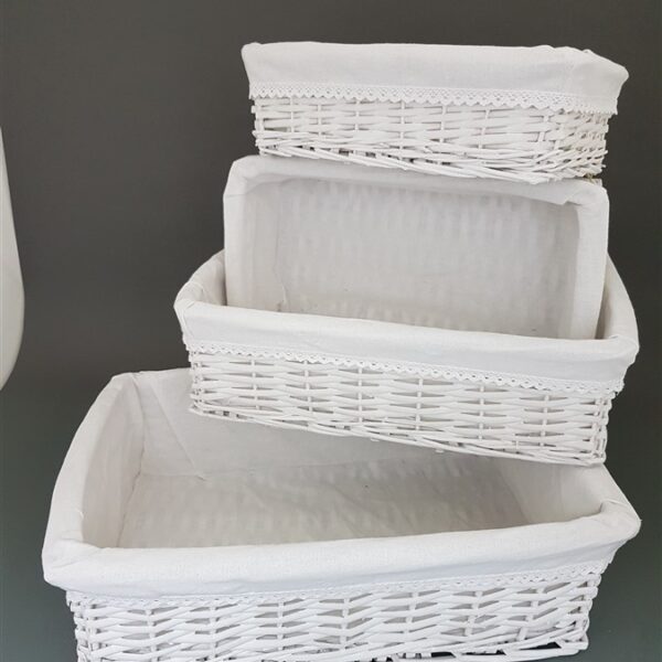 סט *4 סל מלבני לבן עם בטנה 16*36*50 סט *4 סל מלבני לבן עם בטנה 16*36*50