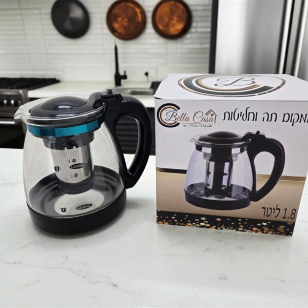 קומקום זכוכית + מסננת על חלד 1.8L