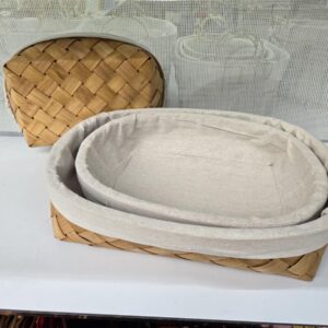 סט *3 סלסלת עץ מרופדת אובלי 9*31*40