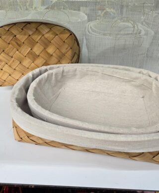 סט *3 סלסלת עץ מרופדת אובלי 9*31*40 סט *3 סלסלת עץ מרופדת אובלי 9*31*40