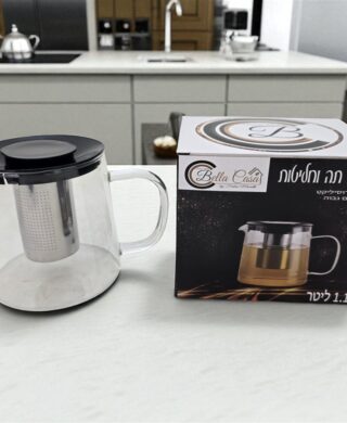 קומקום זכוכית בורוסיליקט + מסננת על חלד 1.15L קומקום זכוכית בורוסיליקט + מסננת על חלד 1.15L