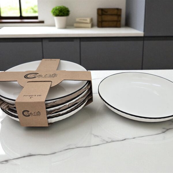 סט *4 צלחת עגולה פסים 20X3.5 סמ.