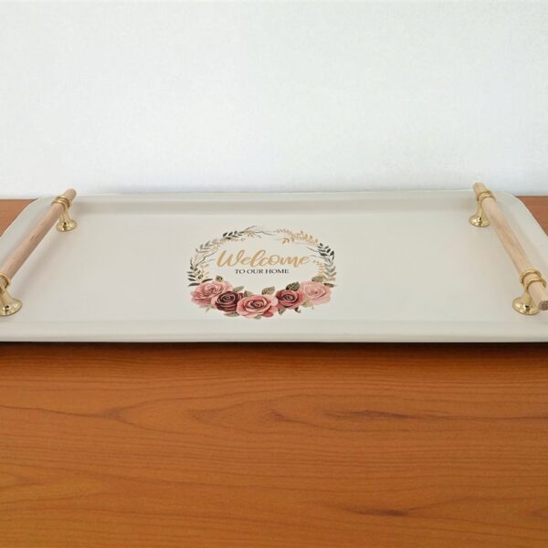 מגש מתכת עם ידיות 3.5*23*55 WELCOME