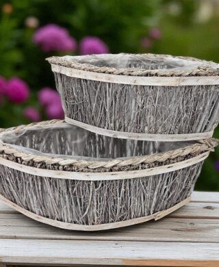 סט *2 אדנית עץ אובלית 14*20*45