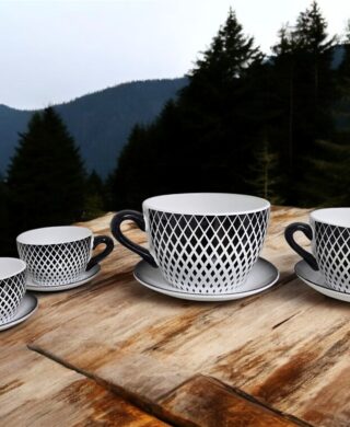 ספל עם צלוחית לעציץ 10*17*18 שחור