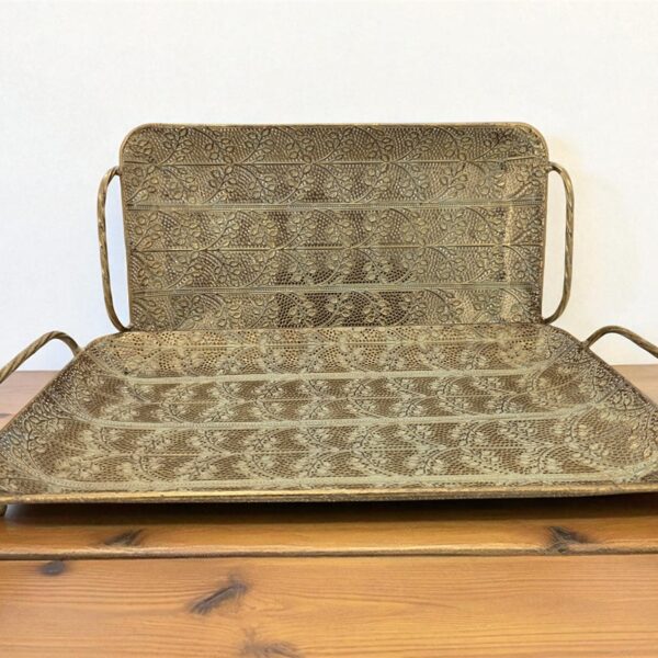 מגש מלבני מתכת זהב 7*25*46