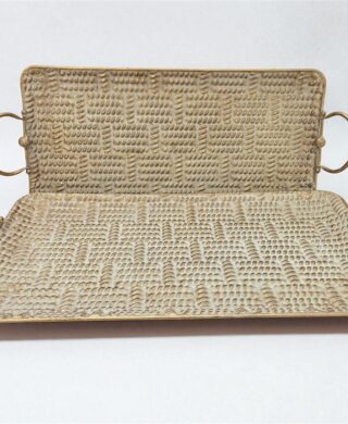 מגש מלבני מתכת זהב 6*28*53