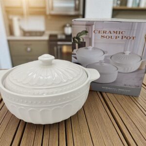 סיר עם מכסה פורצלן לבן 11*25*30