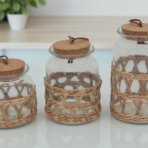 צנצנת מכסה שעם+קש 600ML