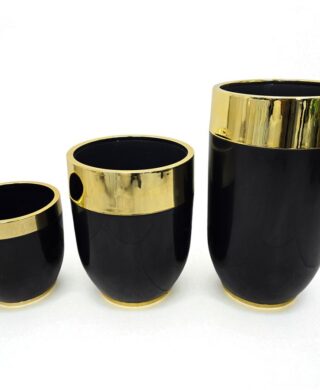 בית עציץ רצפתי שחור זהב 62*36 פלסטיק בית עציץ רצפתי שחור זהב 62*36 פלסטיק