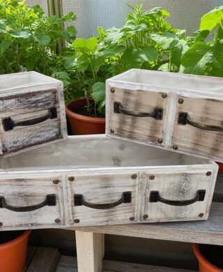 מעמד עץ "מגירות" מלבני 12*14*40