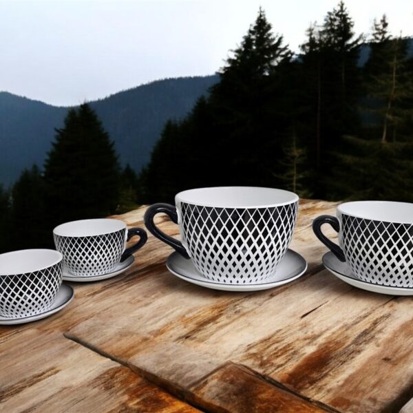 ספל עם צלוחית לעציץ 8.5*15*17 שחור