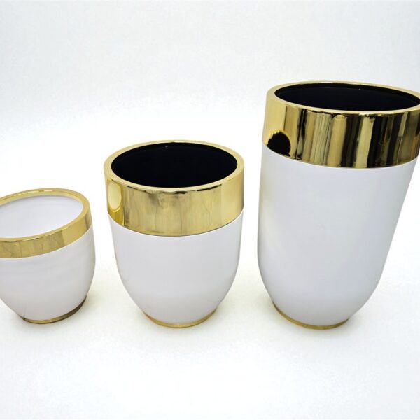 בית עציץ רצפתי לבן זהב 31*31 פלסטיק