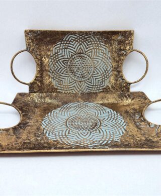 מגש עם ידית עגולה מתכת זהב 6.5*26*49