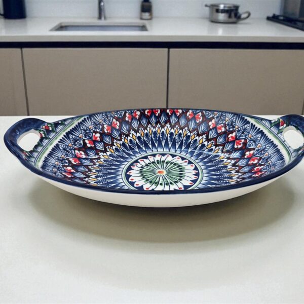 קערה אובלית עם ידיות צבעונית 5.5*16*27