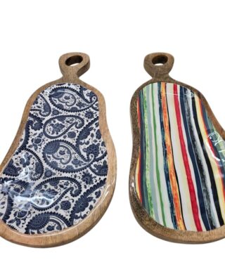 מגש עץ אמייל כחול 18*40 מגש עץ אמייל כחול 18*40